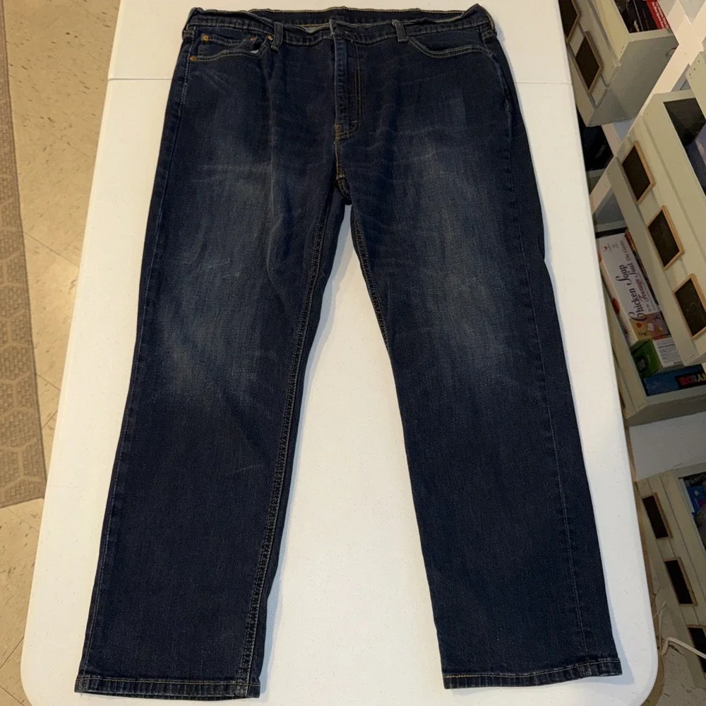 Levis 541 Athletic Fit Stretch Jeans Men's Sz 40W 30L Blue Dark Wash Water Marks